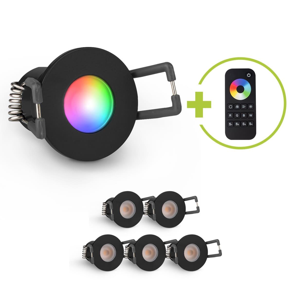 Einbaustrahler Mini Livorno 3W RGBW IP65 - Farbe: schwarz matt - Anzahl: 6x