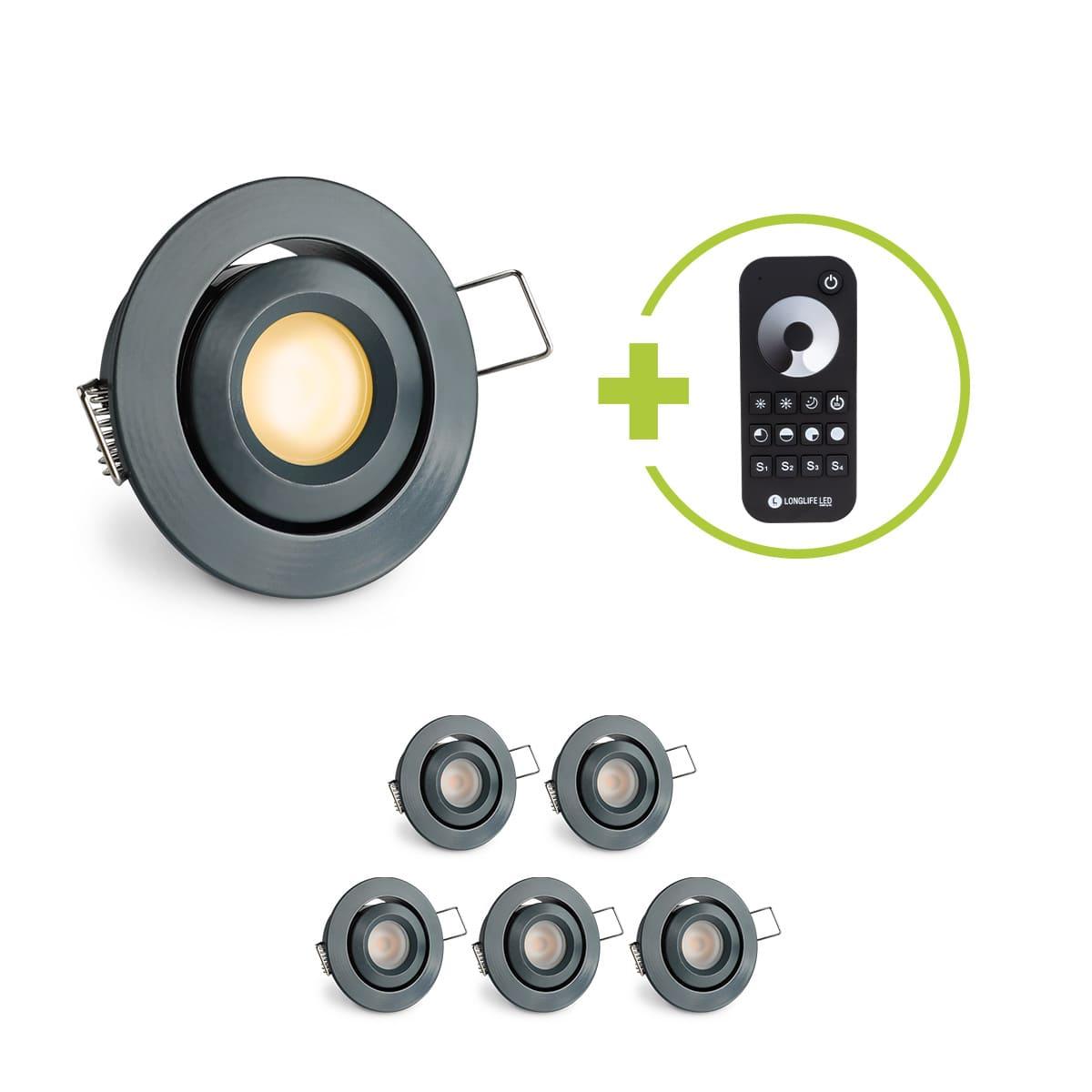 Einbaustrahler Mini schwenkbar Matera 3W 2700K IP44 - Farbe: anthrazit RAL 7016 - Anzahl: 6x