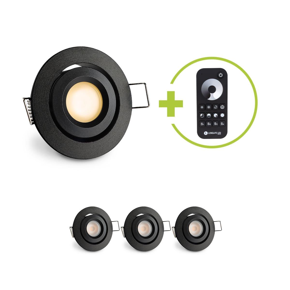 Einbaustrahler Mini schwenkbar Matera 3W 2700K IP44 - Farbe: schwarz matt - Anzahl: 4x