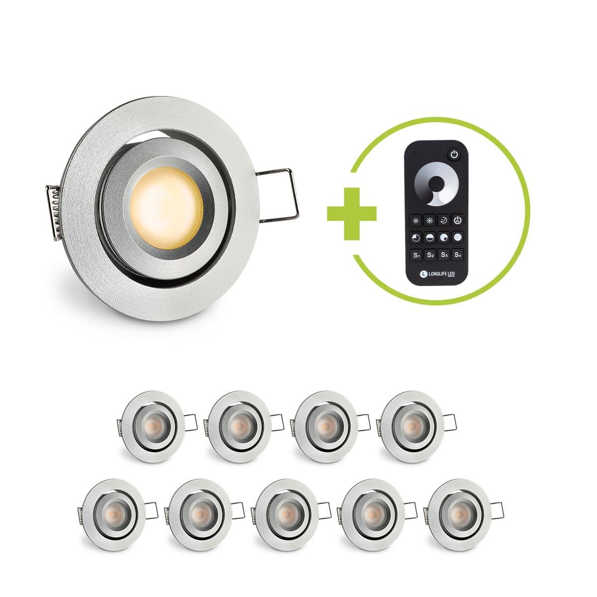 Einbaustrahler Mini schwenkbar Matera 3W 2700K IP44 - Farbe: silber - Anzahl: 10x