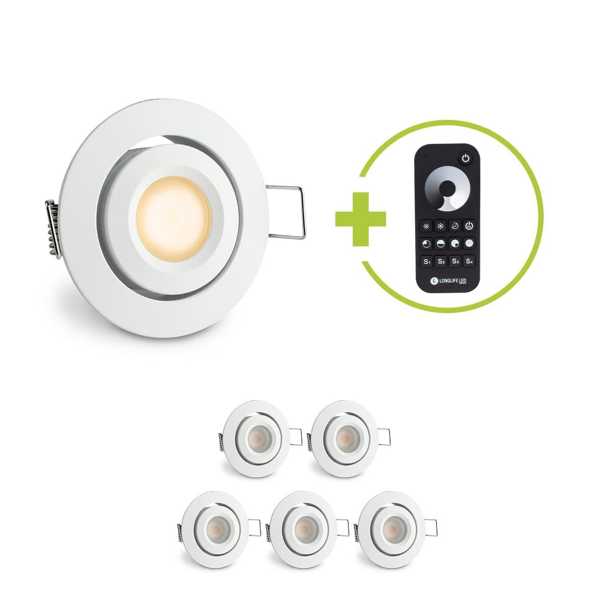 Einbaustrahler Mini schwenkbar Matera 3W 2700K IP44 - Farbe: weiß - Anzahl: 6x