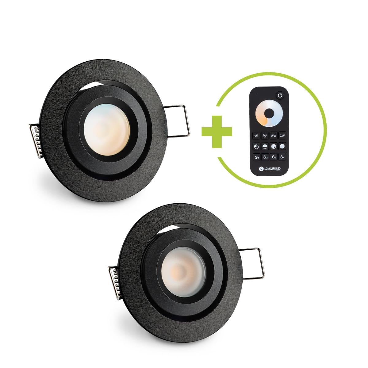 Einbaustrahler Mini schwenkbar Matera 3W CCT IP44 - Farbe: schwarz matt - Anzahl: 2x