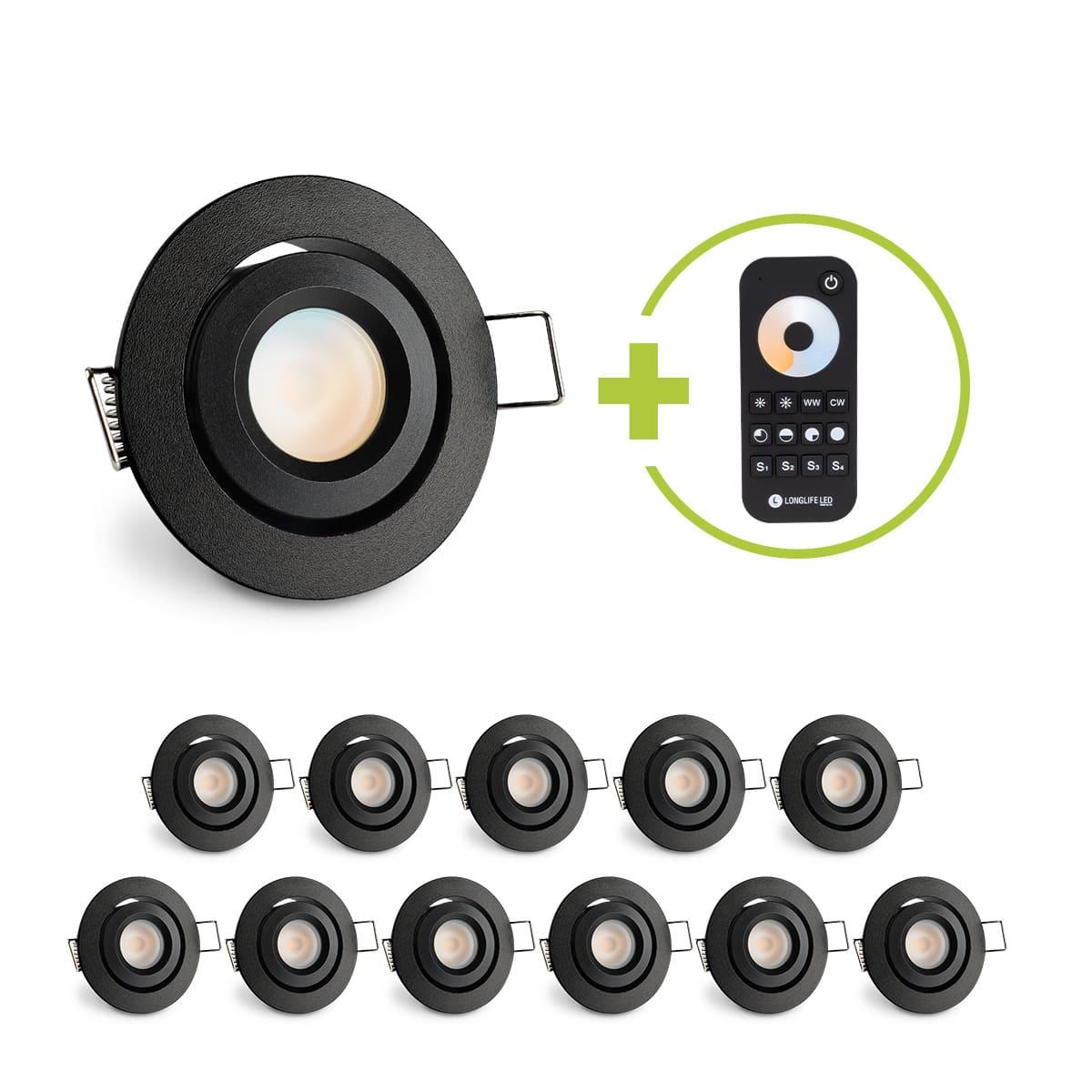 Einbaustrahler Mini schwenkbar Matera 3W CCT IP44 - Farbe: schwarz matt - Anzahl: 12x