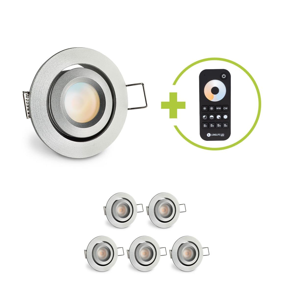 Einbaustrahler Mini schwenkbar Matera 3W CCT IP44 - Farbe: silber - Anzahl: 6x