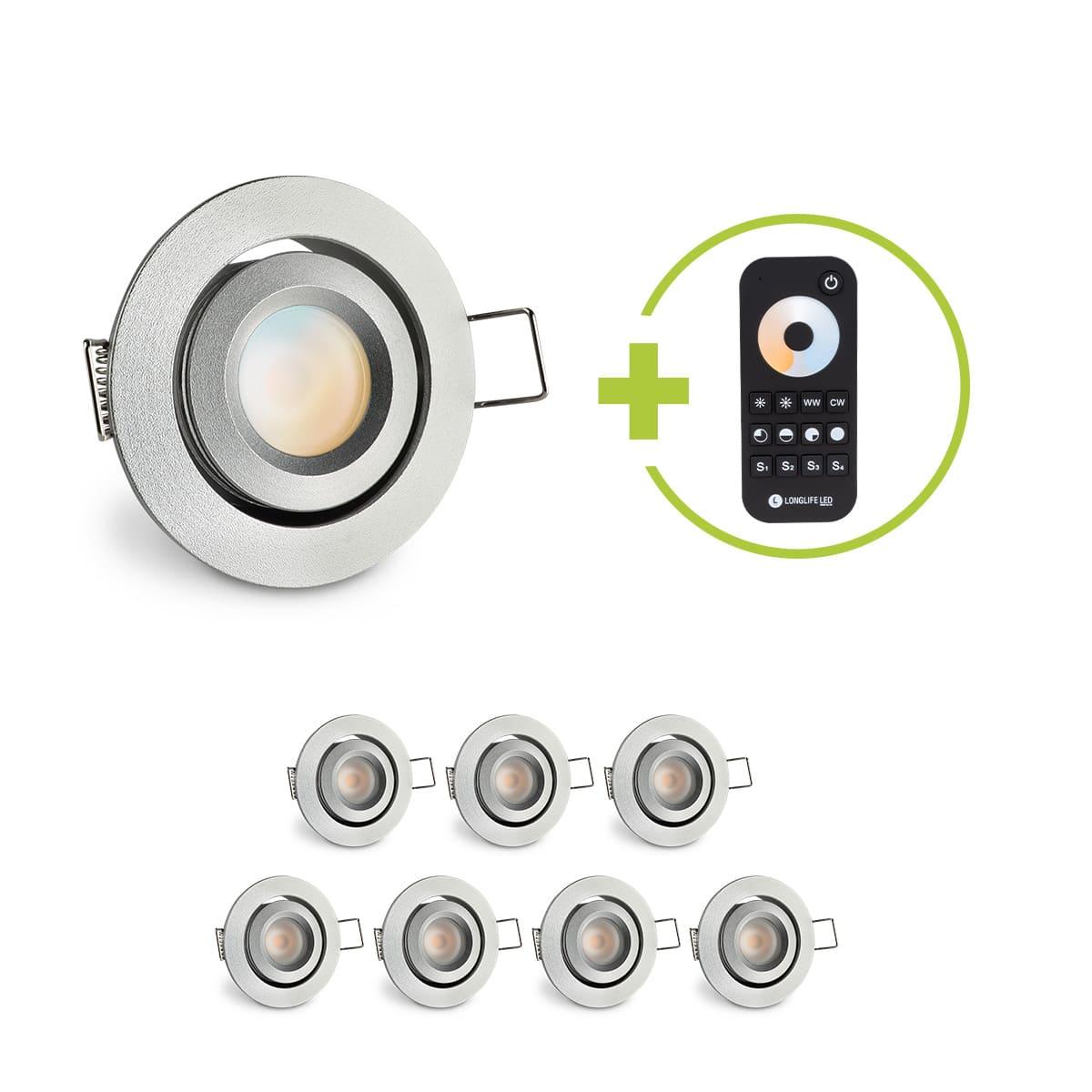 Einbaustrahler Mini schwenkbar Matera 3W CCT IP44 - Farbe: silber - Anzahl: 8x