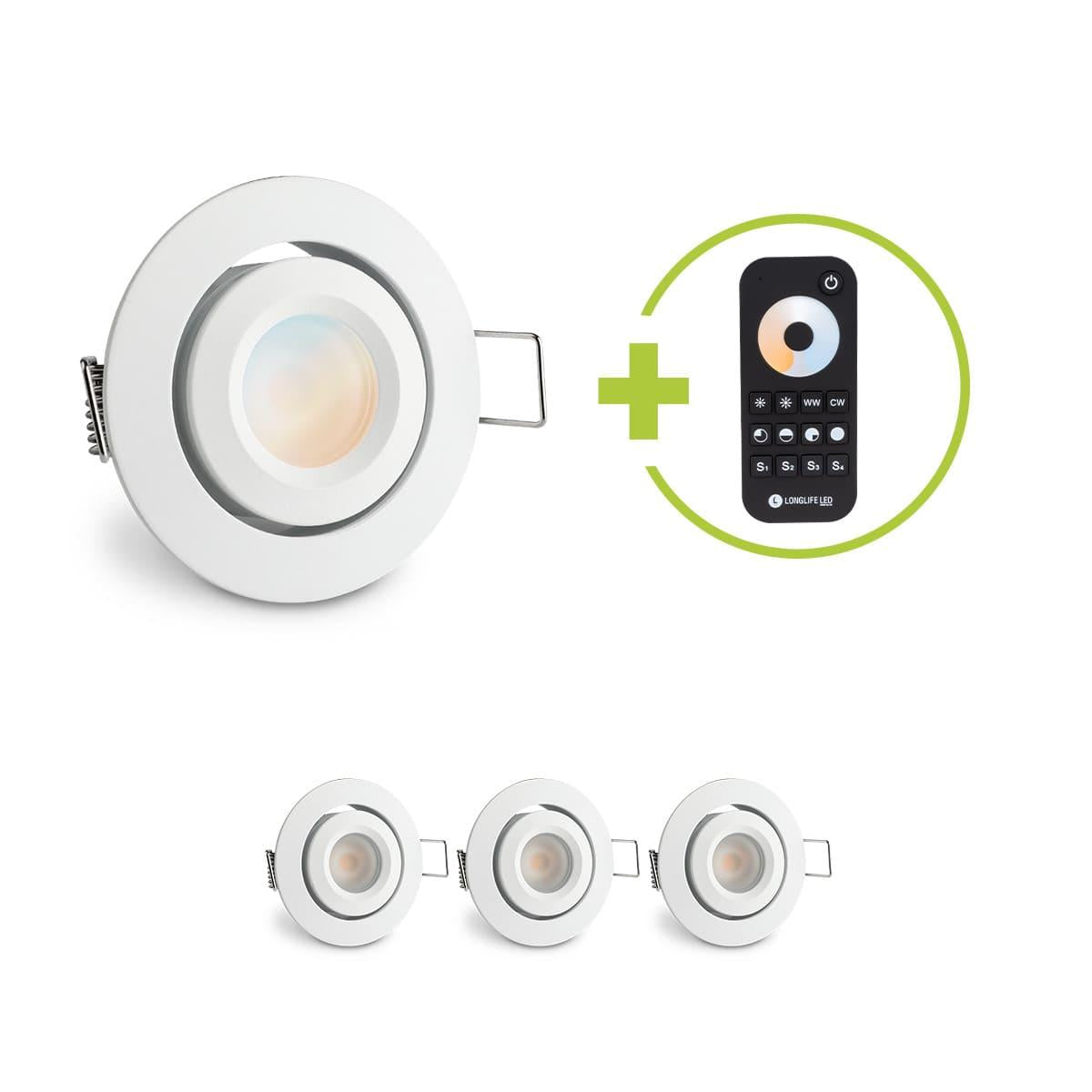 Einbaustrahler Mini schwenkbar Matera 3W CCT IP44 - Farbe: weiß - Anzahl: 4x