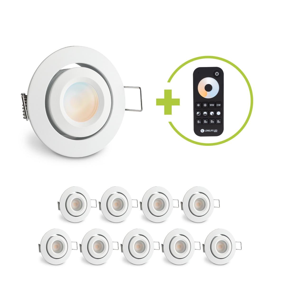 Einbaustrahler Mini schwenkbar Matera 3W CCT IP44 - Farbe: weiß - Anzahl: 10x