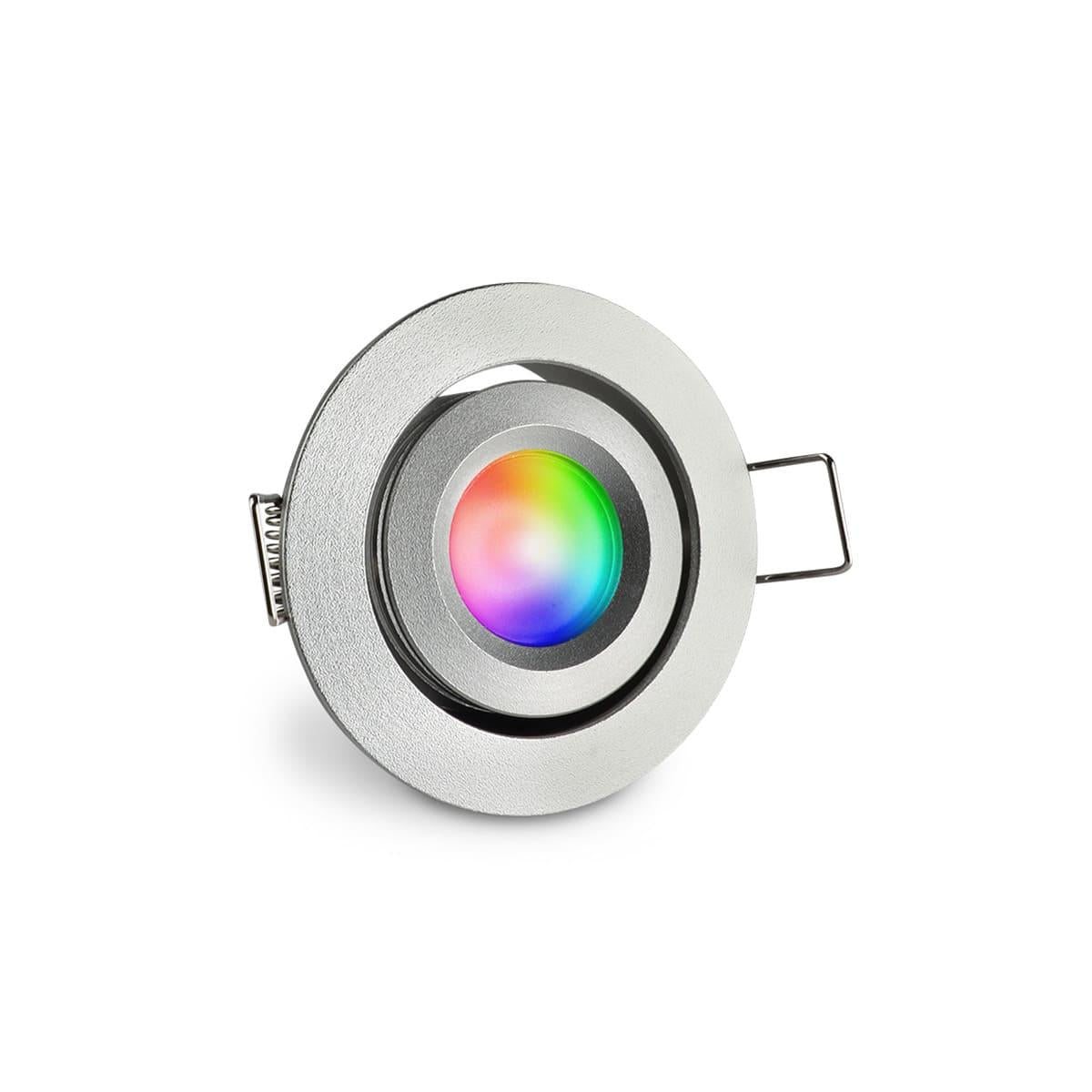 Einbaustrahler Mini schwenkbar Matera 3W IP44 durchverbindbar - Lichtfarbe: RGB+2700K - Farbe: silber