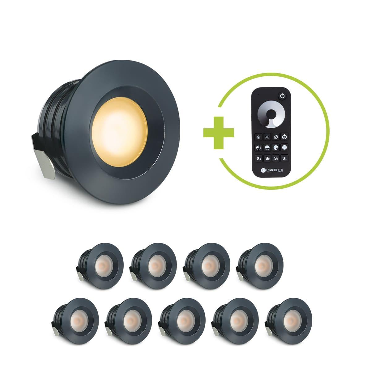 Einbaustrahler Mini flach Torino 3W 2700K IP44 - Farbe: anthrazit RAL 7016 - Anzahl: 10x