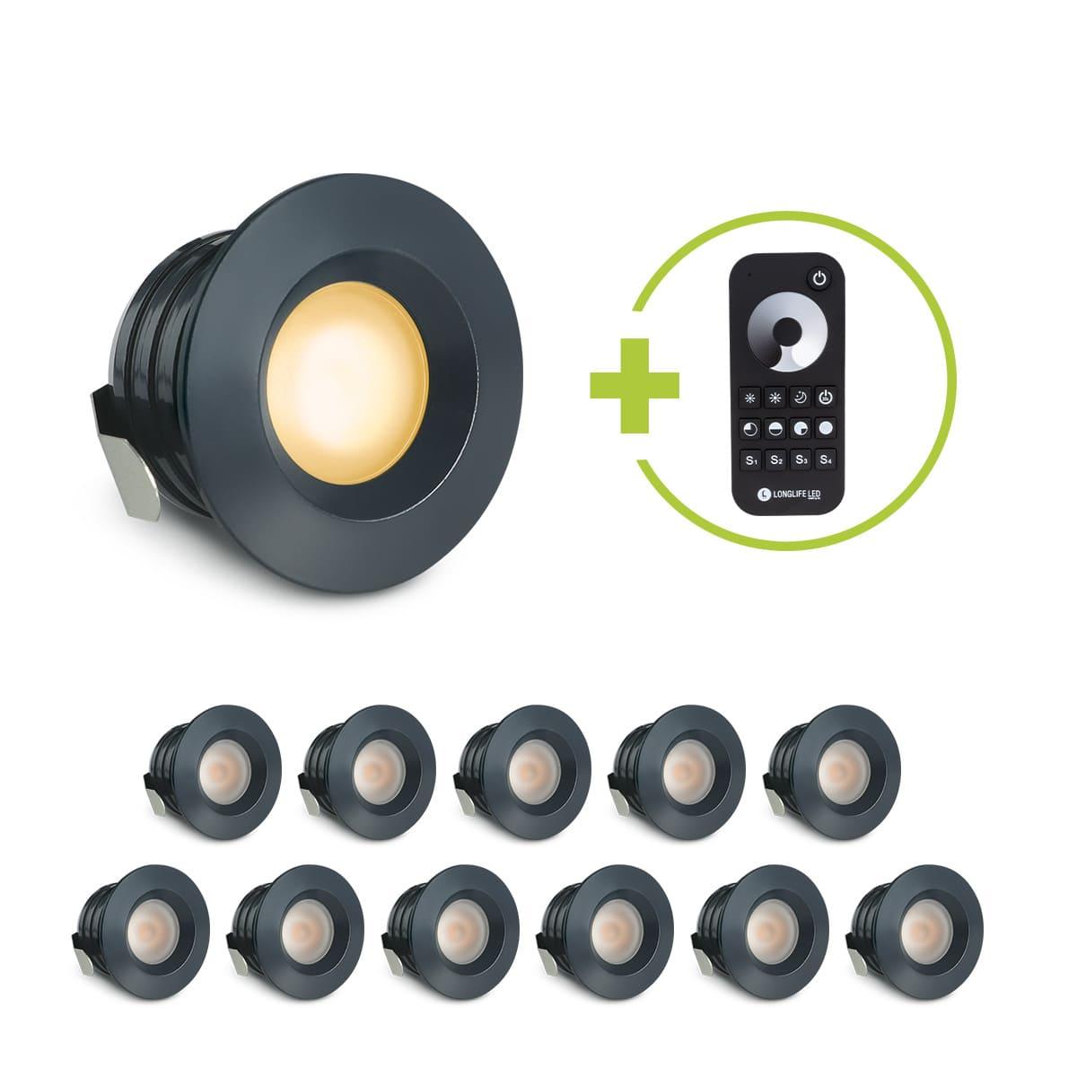 Einbaustrahler Mini flach Torino 3W 2700K IP44 - Farbe: anthrazit RAL 7016 - Anzahl: 12x