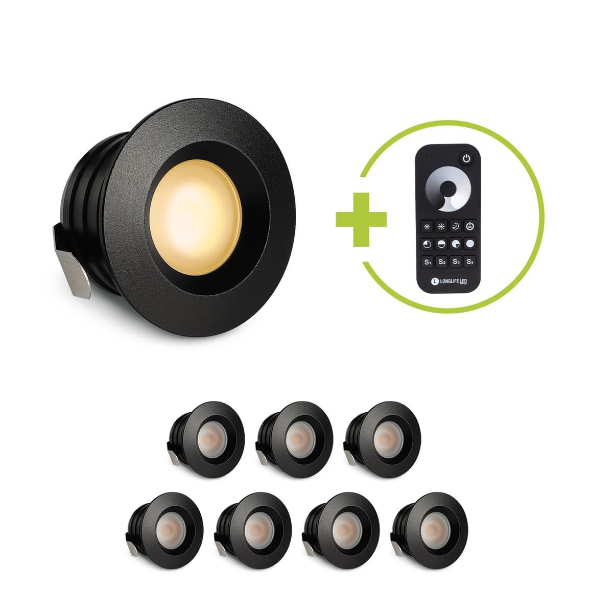 Einbaustrahler Mini flach Torino 3W 2700K IP44 - Farbe: schwarz matt - Anzahl: 8x