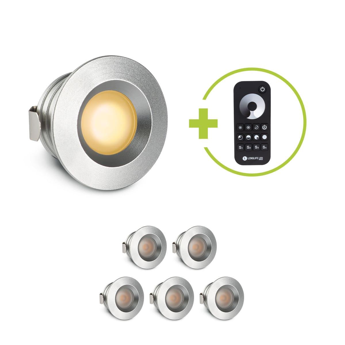 Einbaustrahler Mini flach Torino 3W 2700K IP44 - Farbe: silber - Anzahl: 6x