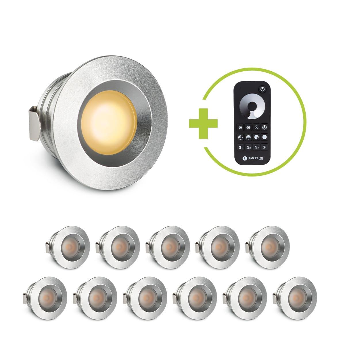 Einbaustrahler Mini flach Torino 3W 2700K IP44 - Farbe: silber - Anzahl: 12x