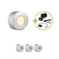 Aufbau/Einbaustrahler Mini Bergamo 3W 2700K IP44 - Farbe: silber - Anzahl: 4x