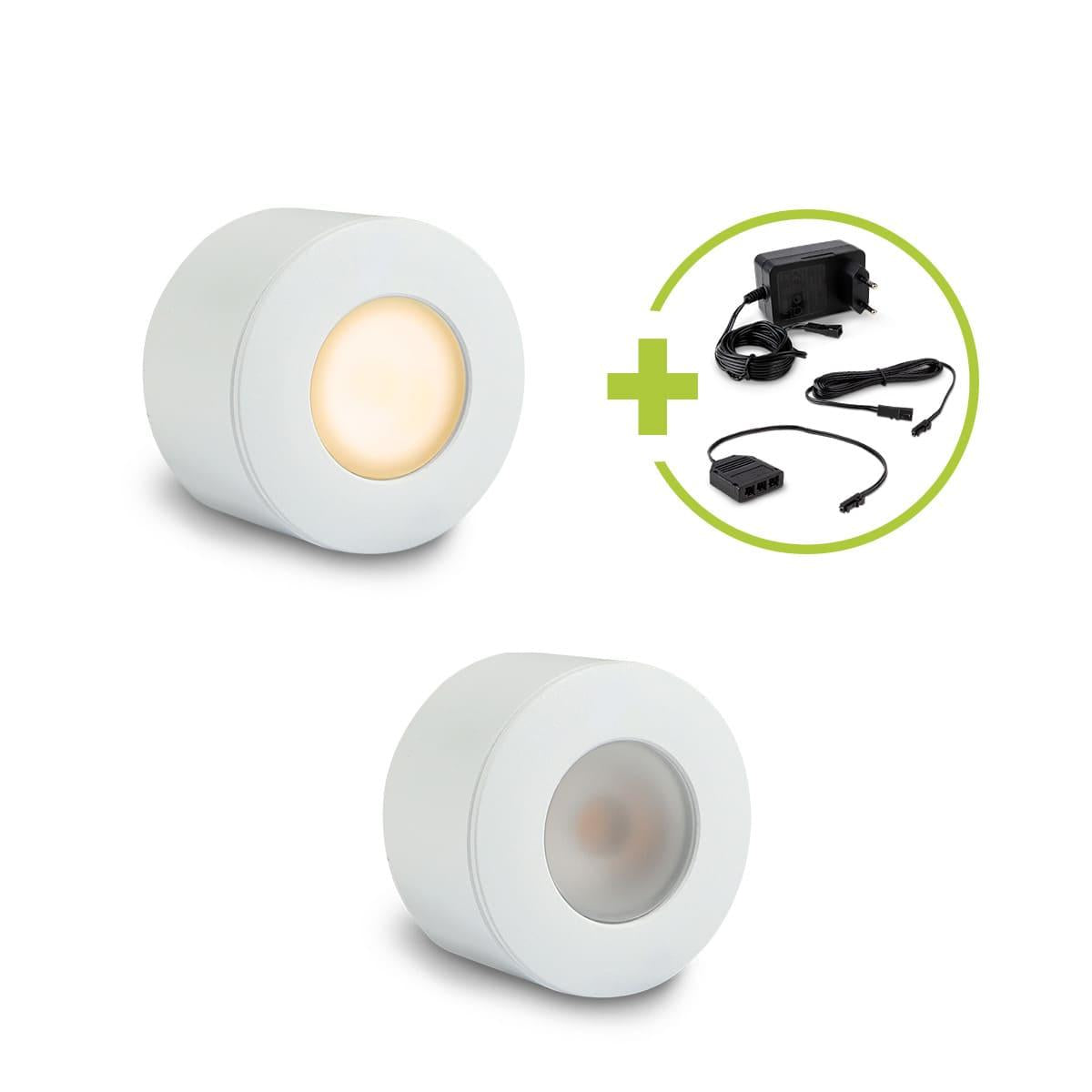 Aufbau/Einbaustrahler Mini Bergamo 3W 2700K IP44 - Farbe: weiß - Anzahl: 2x