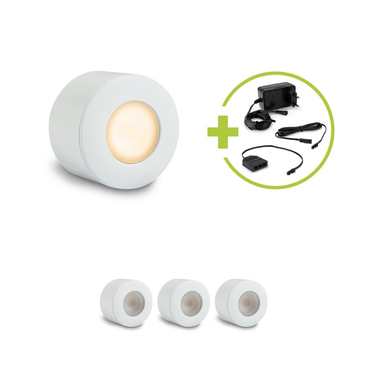 Aufbau/Einbaustrahler Mini Bergamo 3W 2700K IP44 - Farbe: weiß - Anzahl: 4x