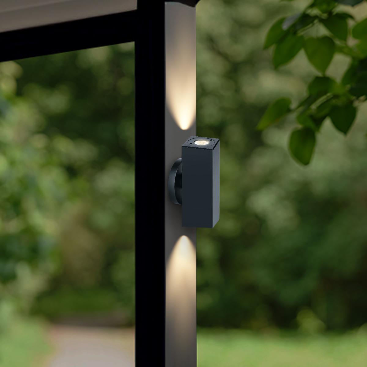 Aussenstrahler Venezia UP & DOWN Mini 6W IP65 2700K - Form: eckig - Farbe: anthrazit RAL 7016