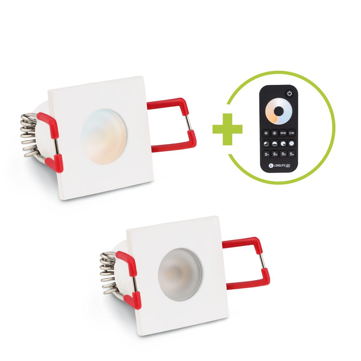 Einbaustrahler Mini Livorno eckig 3W CCT IP65 - Farbe: weiß - Anzahl: 2x