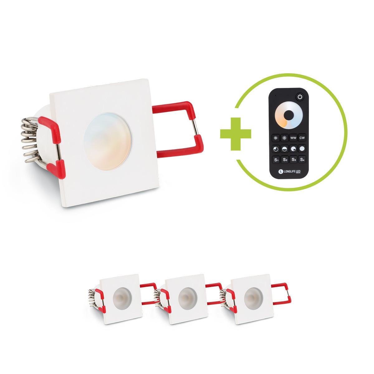 Einbaustrahler Mini Livorno eckig 3W CCT IP65 - Farbe: weiß - Anzahl: 4x