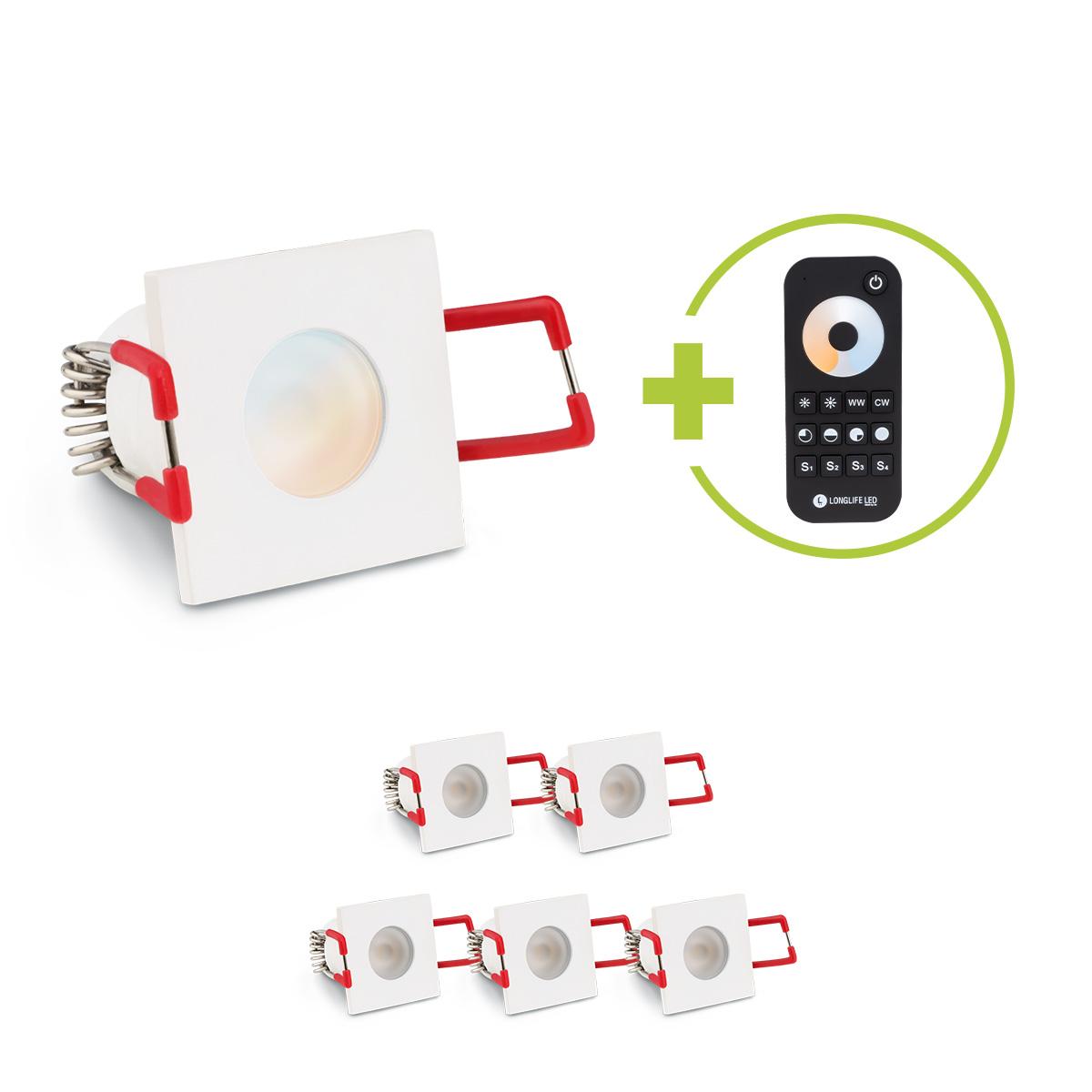 Einbaustrahler Mini Livorno eckig 3W CCT IP65 - Farbe: weiß - Anzahl: 6x