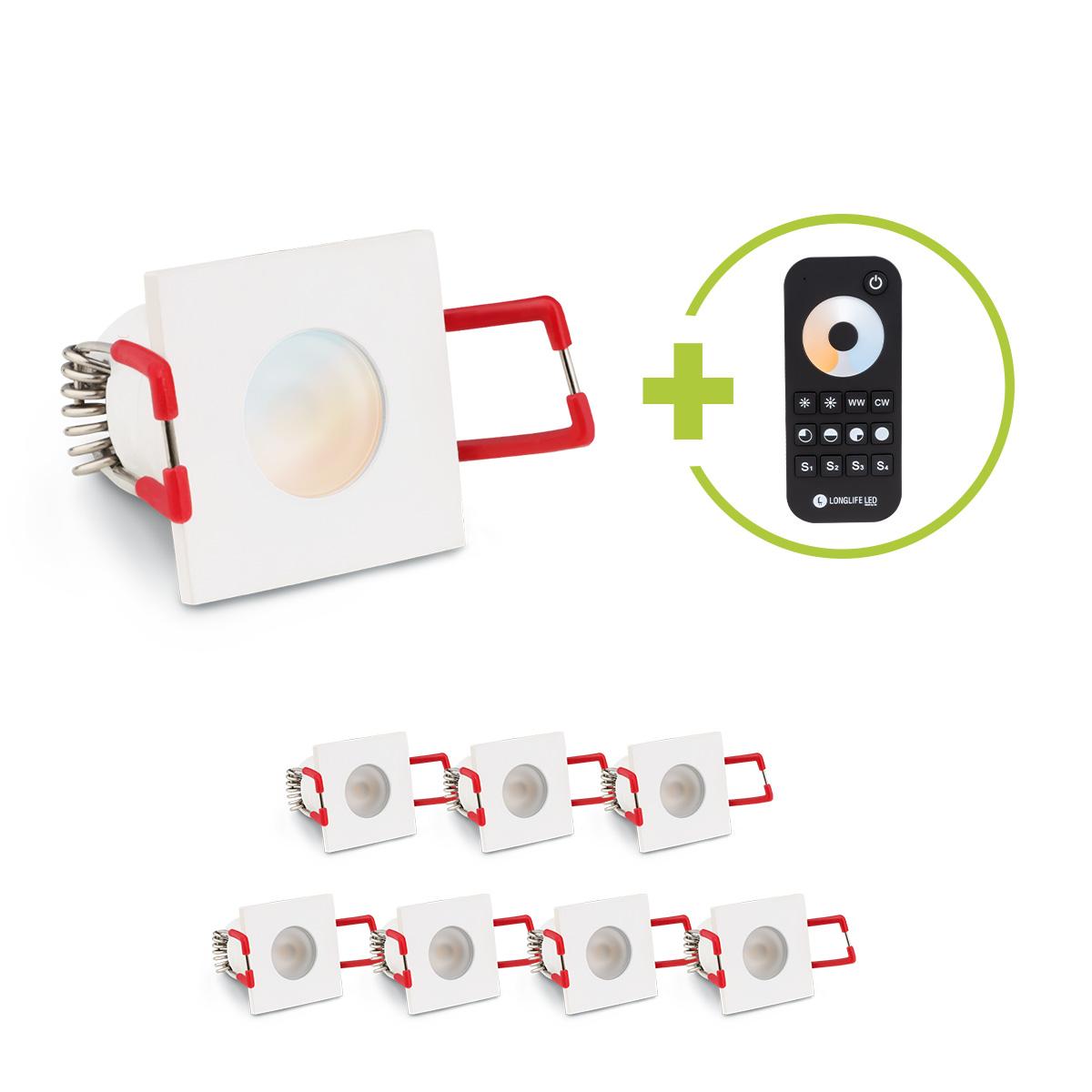 Einbaustrahler Mini Livorno eckig 3W CCT IP65 - Farbe: weiß - Anzahl: 8x