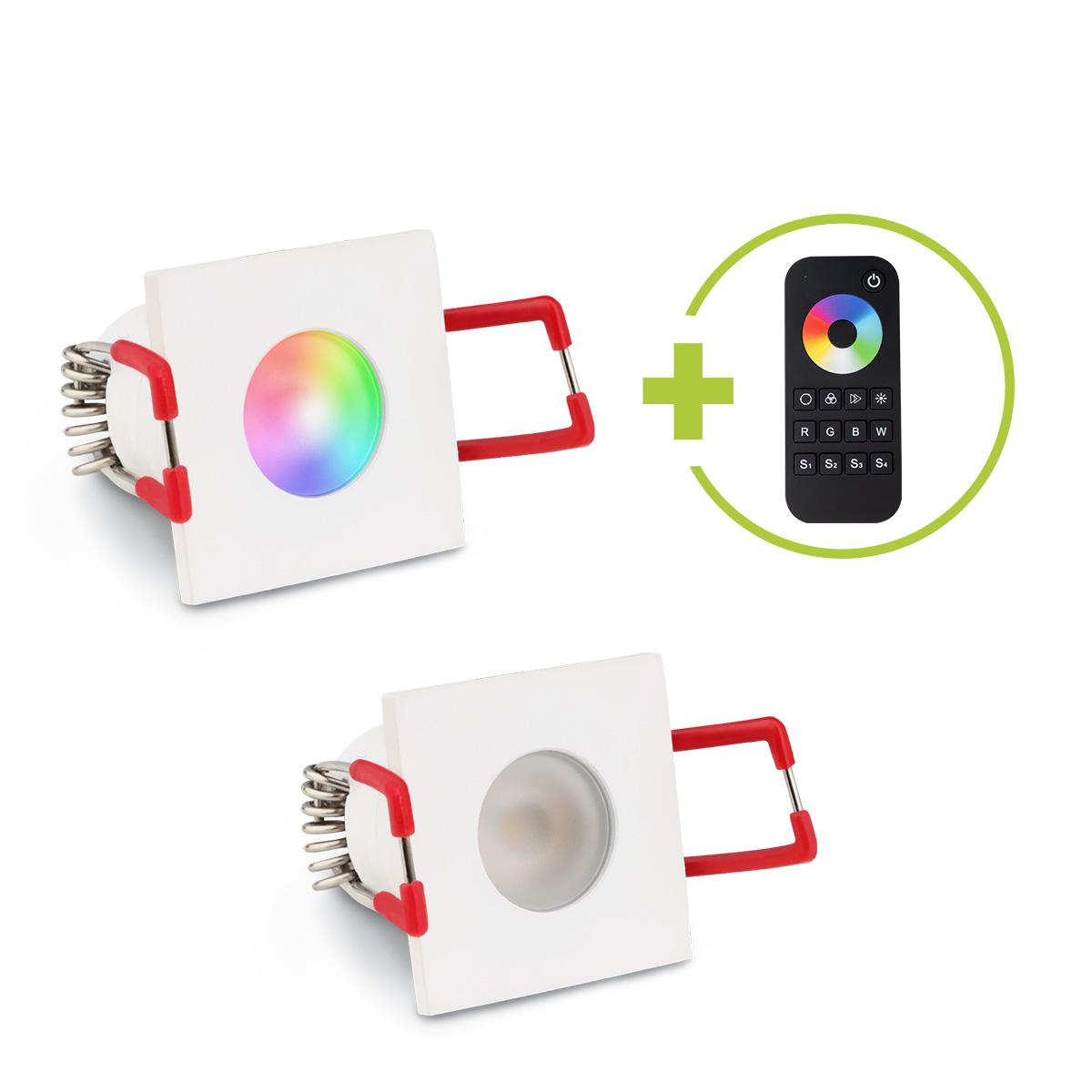 Einbaustrahler Mini Livorno eckig 3W RGBW IP65 - Farbe: weiß - Anzahl: 2x