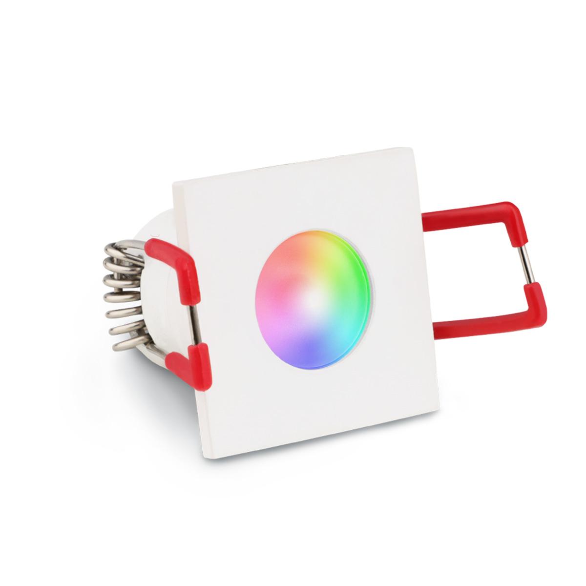 Einbaustrahler Mini Livorno eckig 3W IP65 durchverbindbar - Lichtfarbe: RGB+3000K - Farbe: weiß RAL 9016