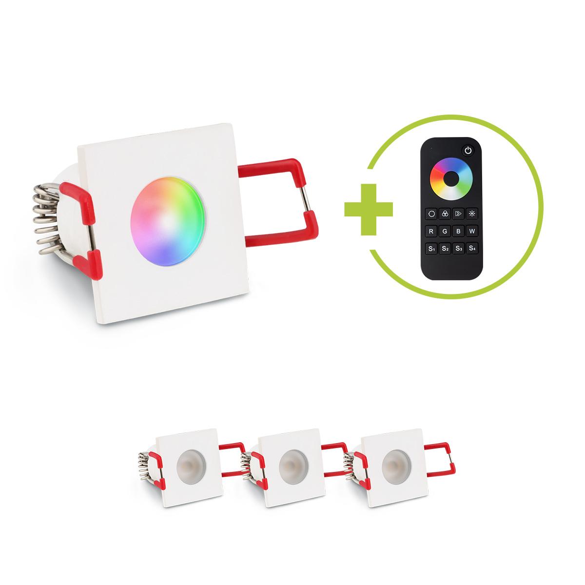 Einbaustrahler Mini Livorno eckig 3W RGBW IP65 - Farbe: weiß - Anzahl: 4x