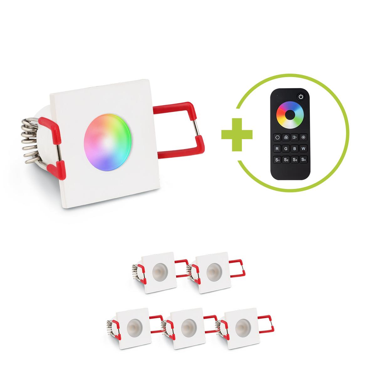 Einbaustrahler Mini Livorno eckig 3W RGBW IP65 - Farbe: weiß - Anzahl: 6x
