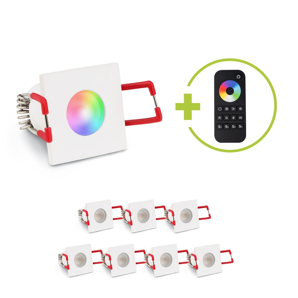 Einbaustrahler Mini Livorno eckig 3W RGBW IP65 - Farbe: weiß - Anzahl: 8x