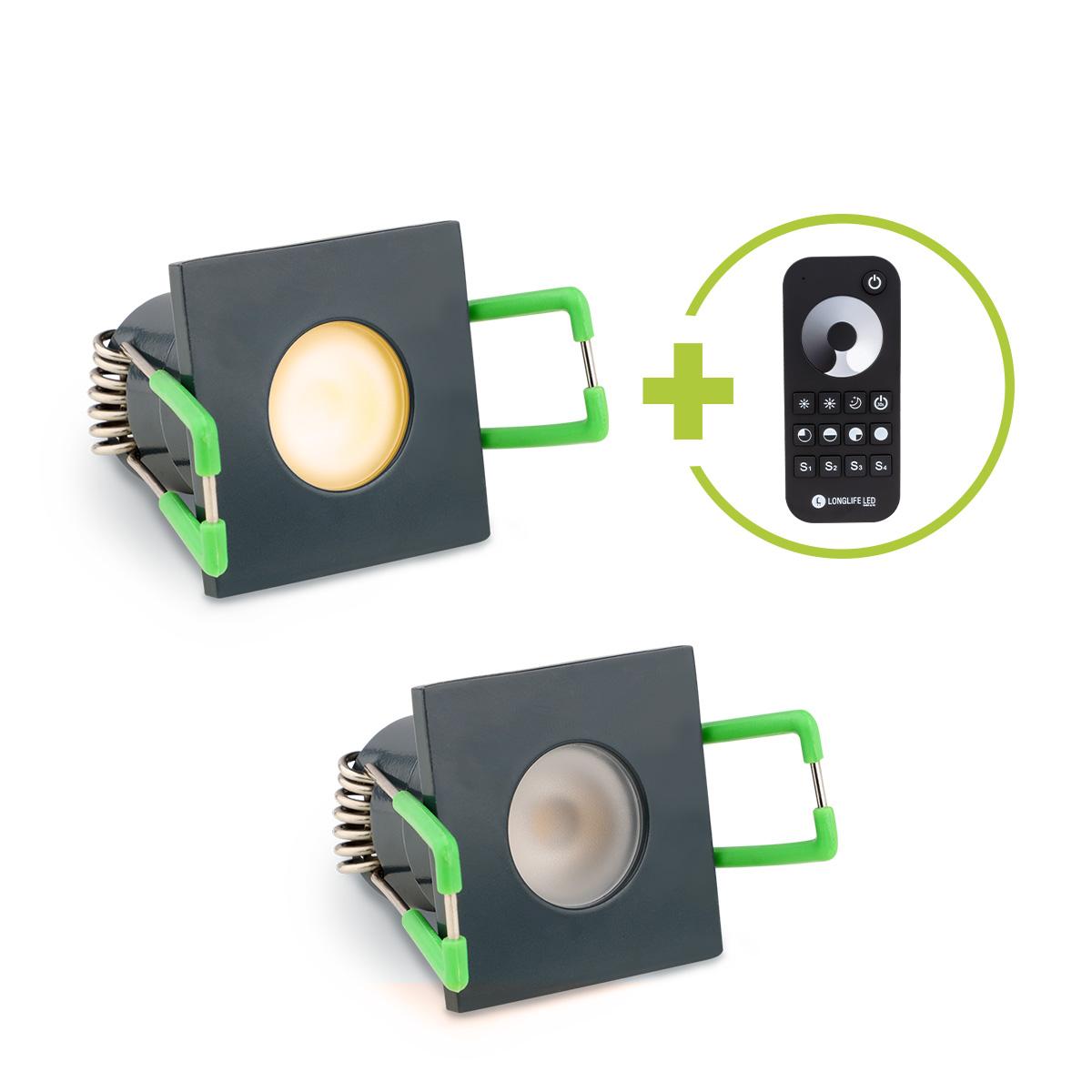 Einbaustrahler Mini Livorno eckig 3W 2700K IP65 - Farbe: anthrazit RAL 7016 - Anzahl: 2x