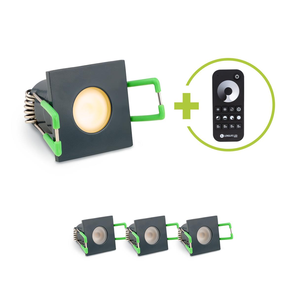Einbaustrahler Mini Livorno eckig 3W 2700K IP65 - Farbe: anthrazit RAL 7016 - Anzahl: 4x