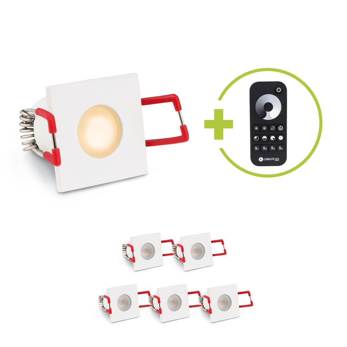 Einbaustrahler Mini Livorno eckig 3W 2700K IP65 - Farbe: weiß - Anzahl: 6x