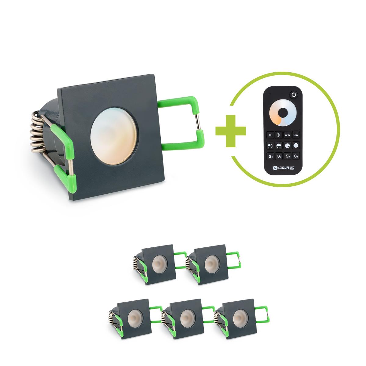 Einbaustrahler Mini Livorno eckig 3W CCT IP65 - Farbe: anthrazit RAL 7016 - Anzahl: 6x