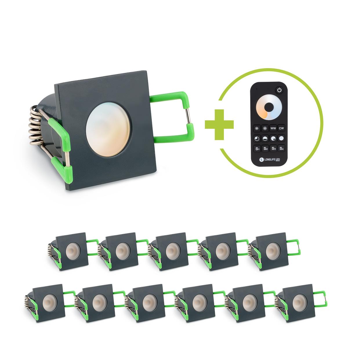 Einbaustrahler Mini Livorno eckig 3W CCT IP65 - Farbe: anthrazit RAL 7016 - Anzahl: 12x