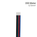 LED Kabel RGB 4-polig 200m Rolle - Querschnitt: 4x0,75mm² / AWG18