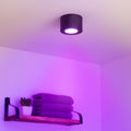 Flacher Aufbaustrahler rund IP44 Deckenleuchte - Farbe: schwarz - LED Leuchtmittel: 5W RGB+CCT Smart 230V 120°