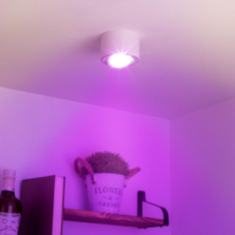 Flacher Aufbaustrahler rund schwenkbar Deckenleuchte - Farbe: weiß - LED Leuchtmittel: 5W RGB+CCT Smart 230V 120°