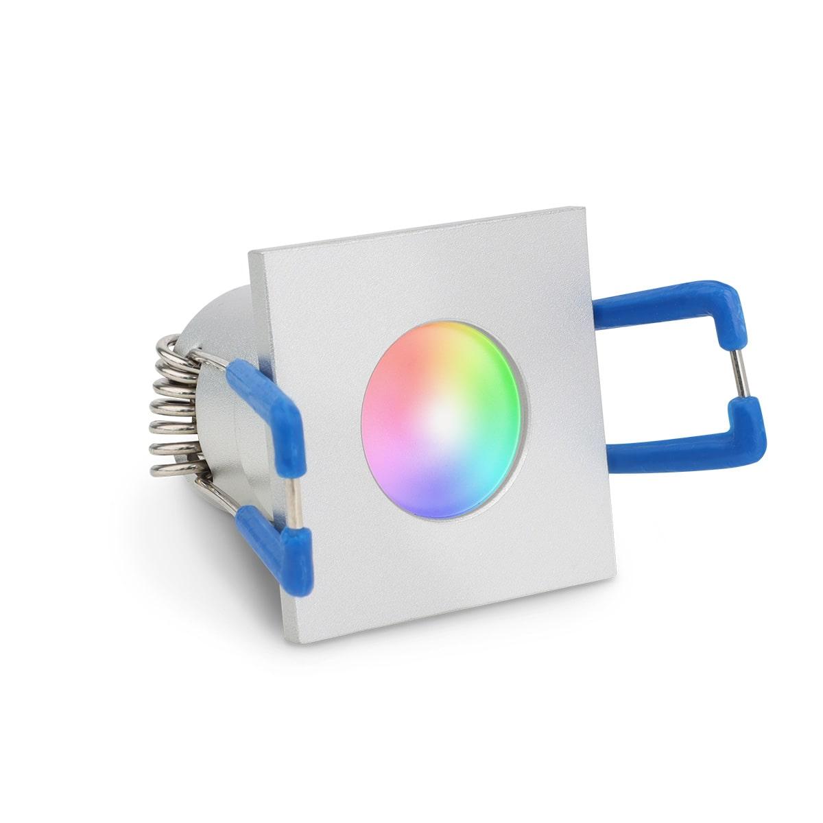 Einbaustrahler Mini Livorno eckig 3W IP65 durchverbindbar - Lichtfarbe: RGB+3000K - Farbe: silber