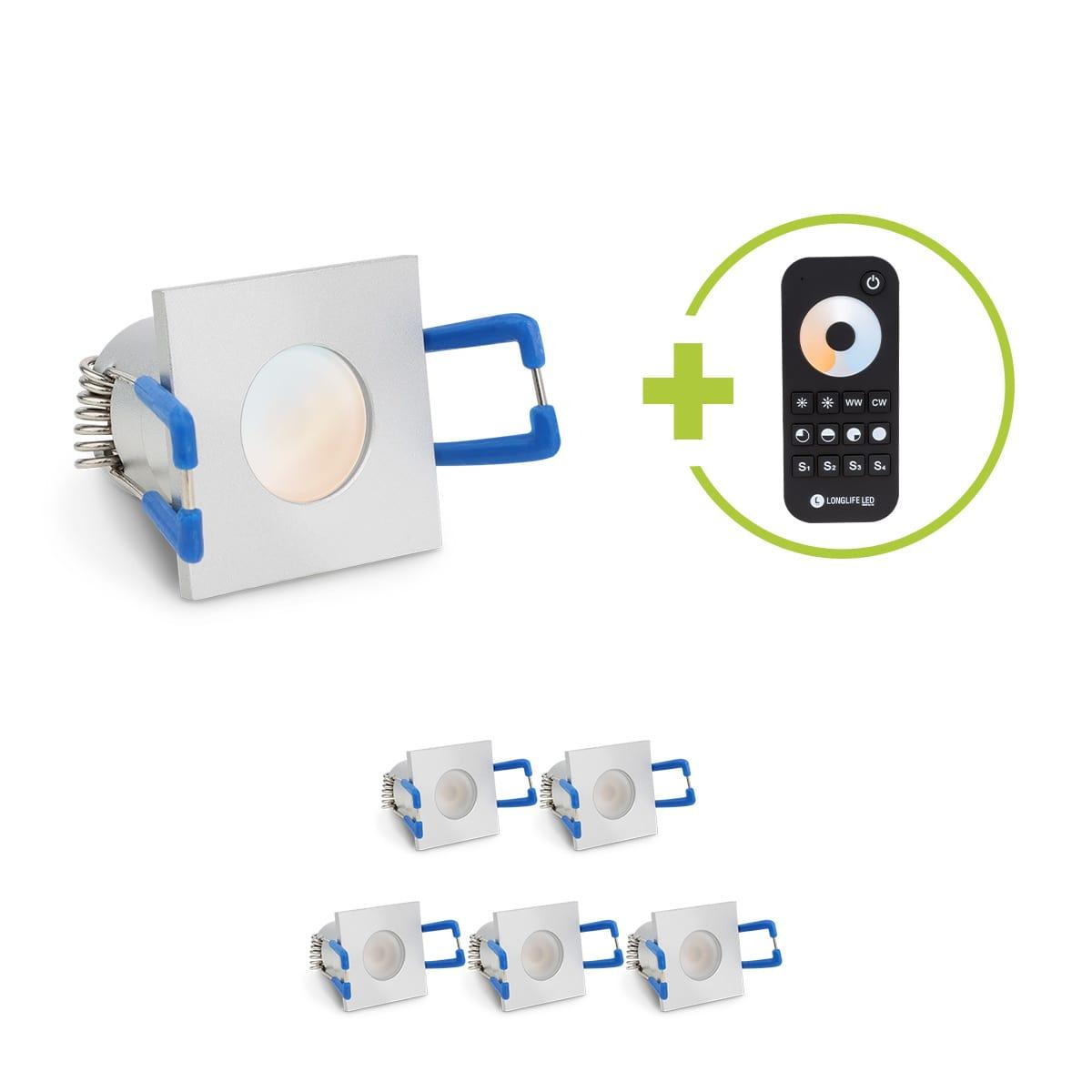 Einbaustrahler Mini Livorno eckig 3W CCT IP65 - Farbe: silber - Anzahl: 6x