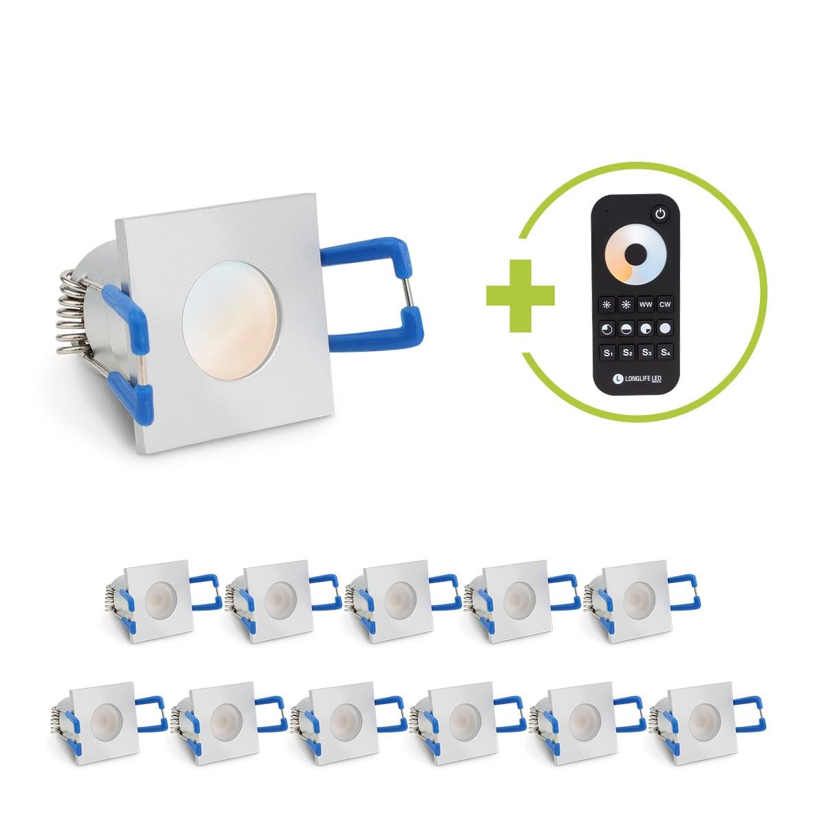 Einbaustrahler Mini Livorno eckig 3W CCT IP65 - Farbe: silber - Anzahl: 12x