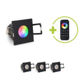 Einbaustrahler Mini Livorno eckig 3W RGBW IP65 - Farbe: schwarz matt - Anzahl: 4x