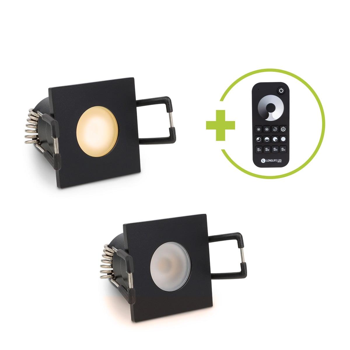 Einbaustrahler Mini Livorno eckig 3W 2700K IP65 - Farbe: schwarz matt - Anzahl: 2x