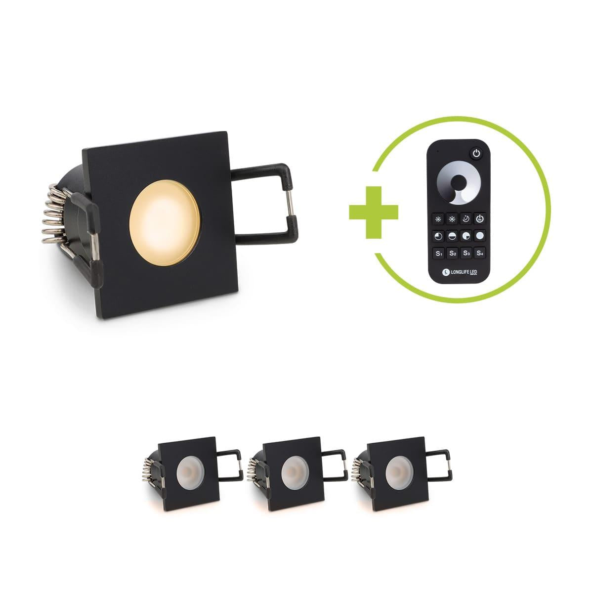 Einbaustrahler Mini Livorno eckig 3W 2700K IP65 - Farbe: schwarz matt - Anzahl: 4x