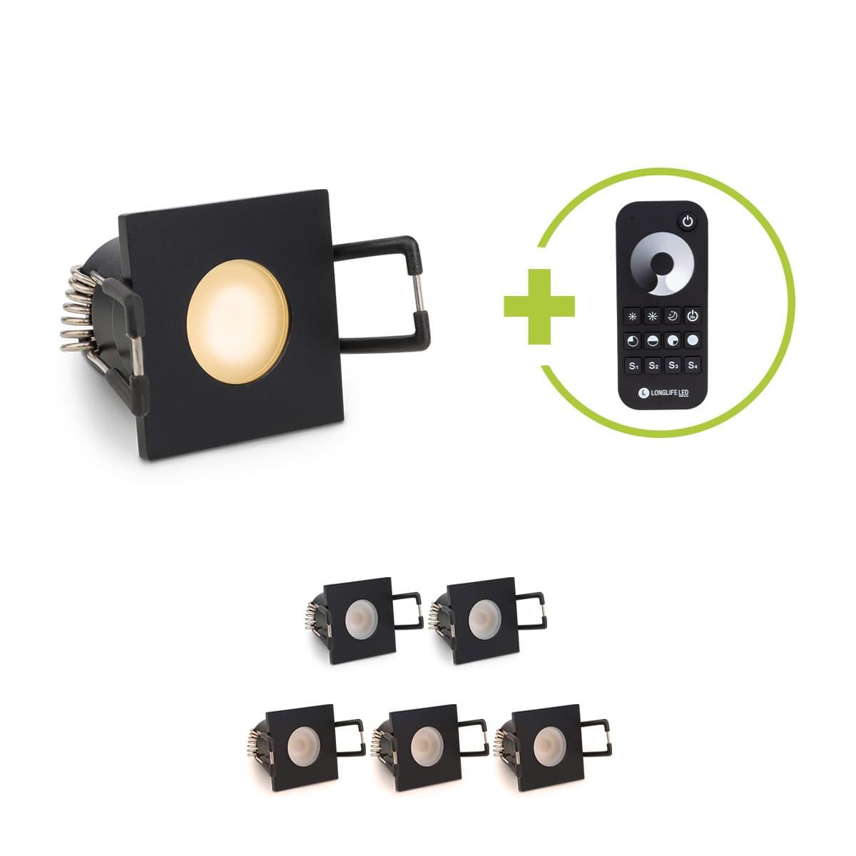 Einbaustrahler Mini Livorno eckig 3W 2700K IP65 - Farbe: schwarz matt - Anzahl: 6x