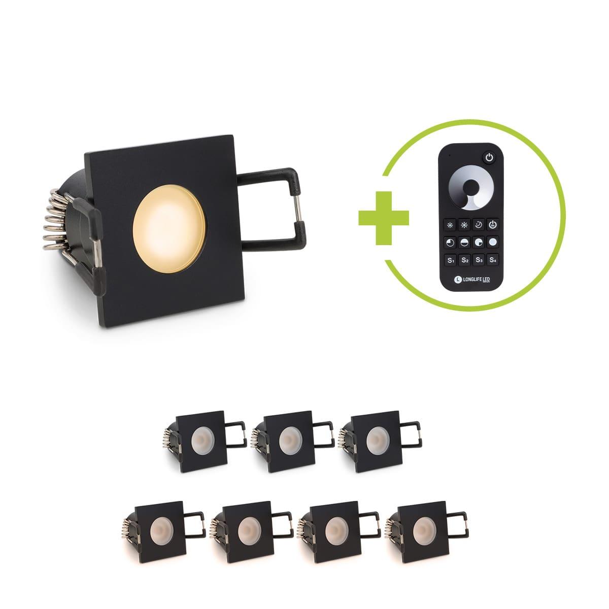 Einbaustrahler Mini Livorno eckig 3W 2700K IP65 - Farbe: schwarz matt - Anzahl: 8x