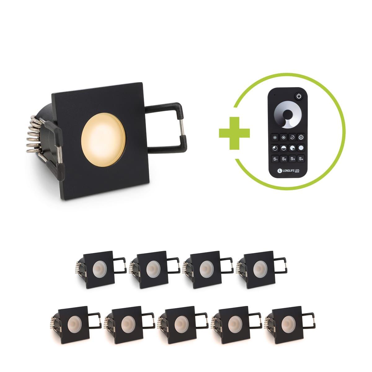 Einbaustrahler Mini Livorno eckig 3W 2700K IP65 - Farbe: schwarz matt - Anzahl: 10x