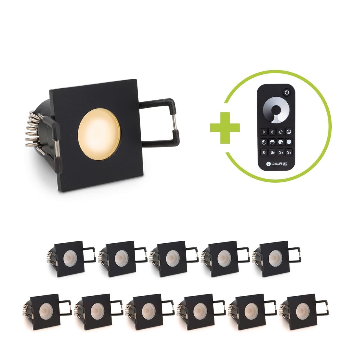 Einbaustrahler Mini Livorno eckig 3W 2700K IP65 - Farbe: schwarz matt - Anzahl: 12x