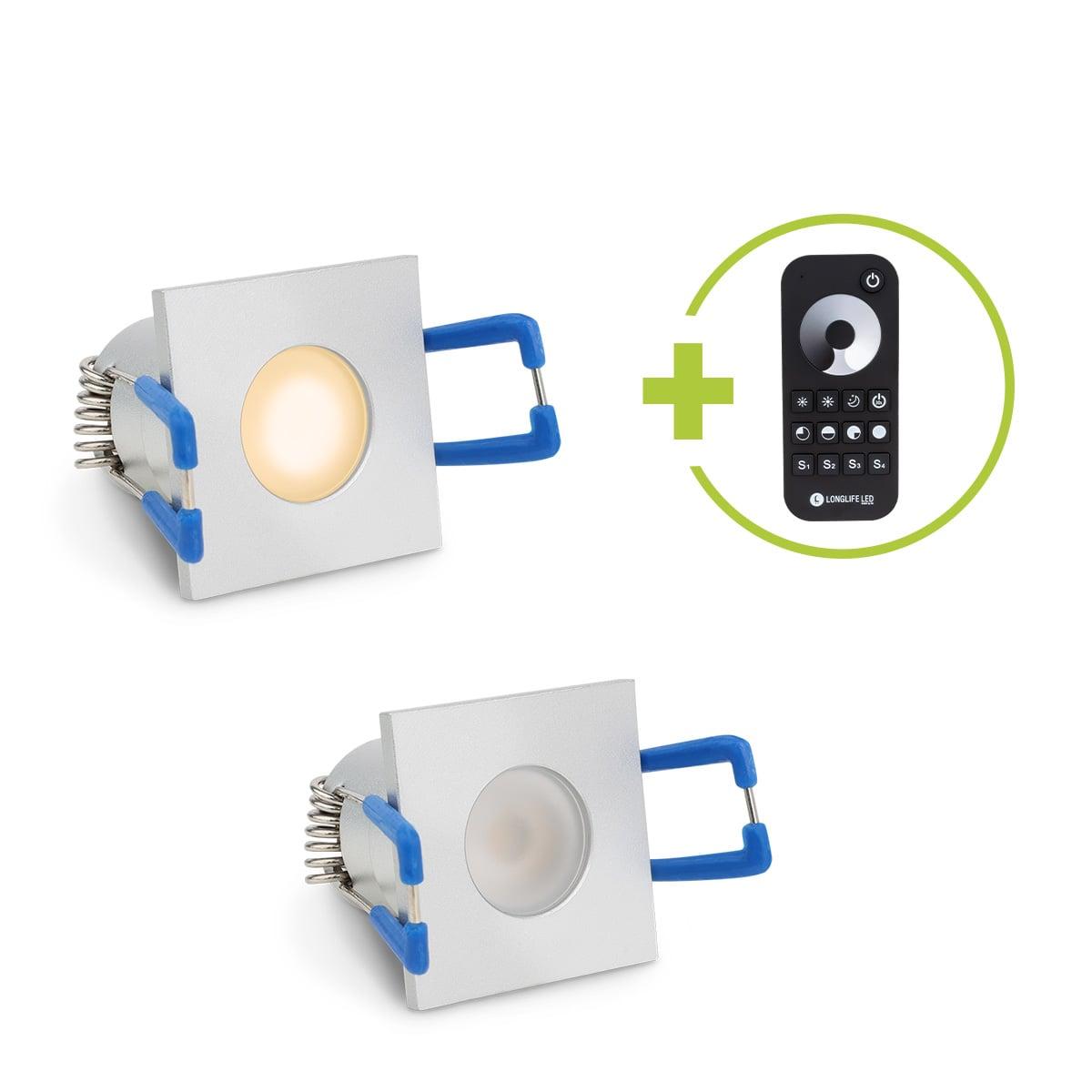 Einbaustrahler Mini Livorno eckig 3W 2700K IP65 - Farbe: silber - Anzahl: 2x