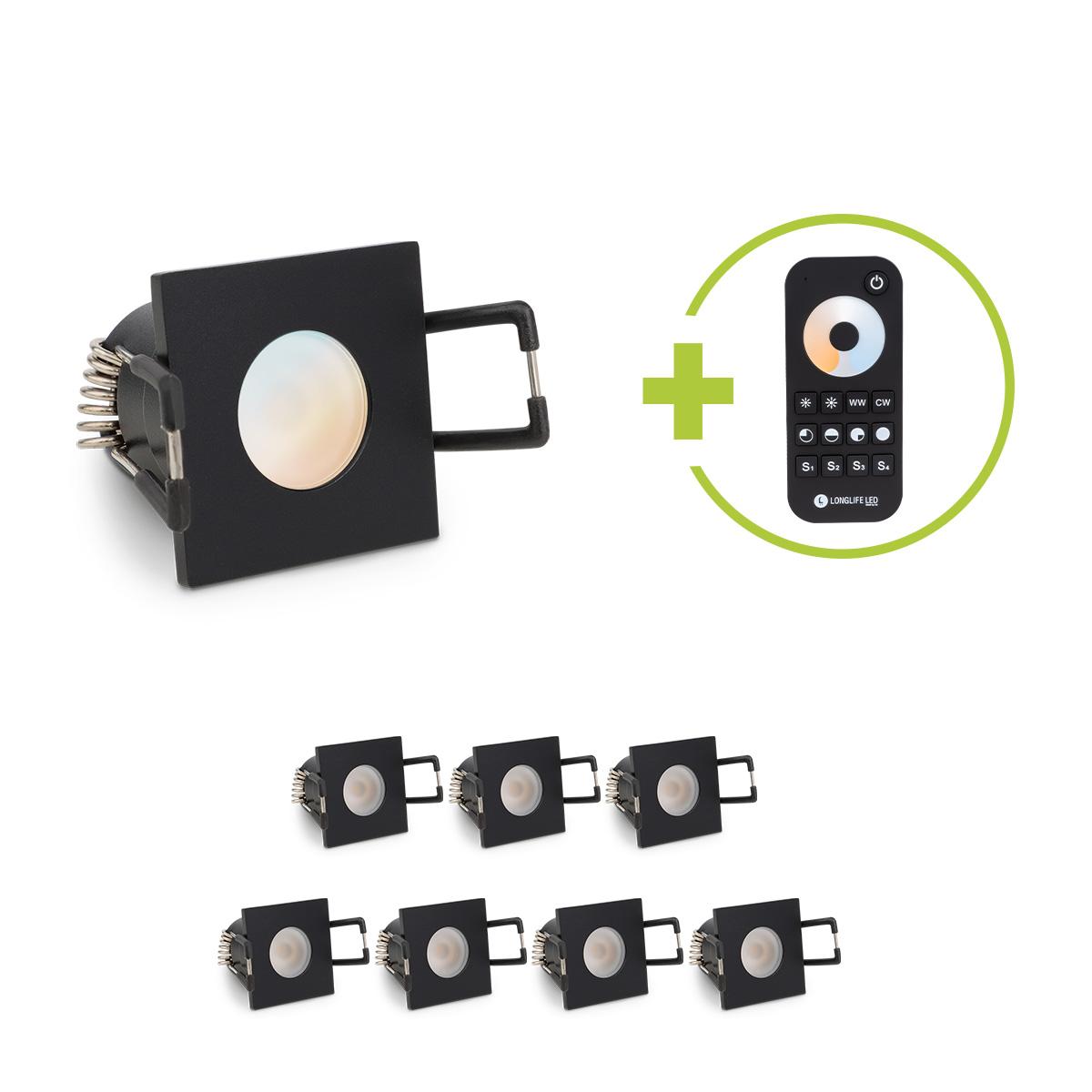 Einbaustrahler Mini Livorno eckig 3W CCT IP65 - Farbe: schwarz matt - Anzahl: 8x